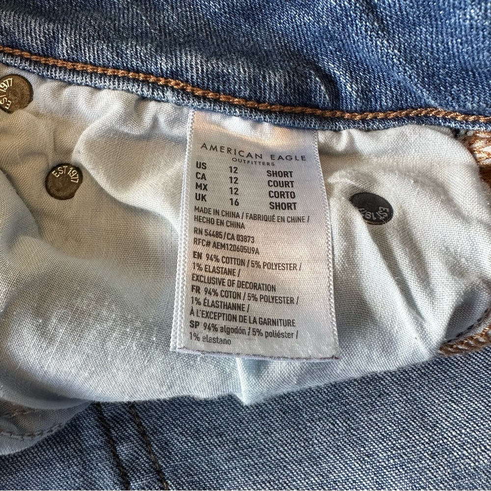 American Eagle Favorite Boyfriend Lowrise Wideleg Stretch Blue Jean, 12S - Picture 9 of 13